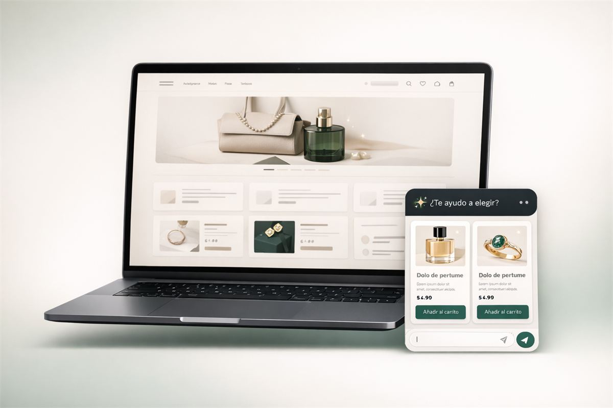 Diseño de muestra: chatbot en tu web o tienda hecho por Kizercode