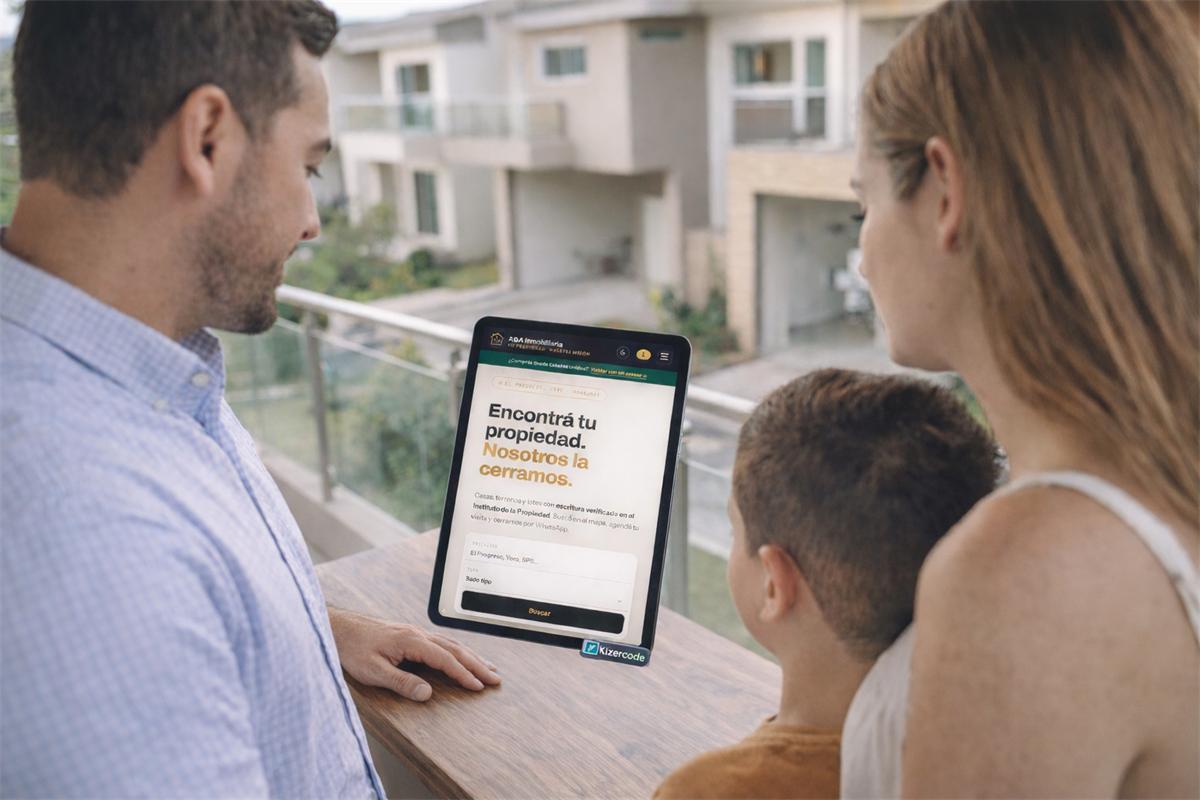 Inmobiliaria en Honduras muestra casas en el mapa del Portal Inmobiliario en una tablet