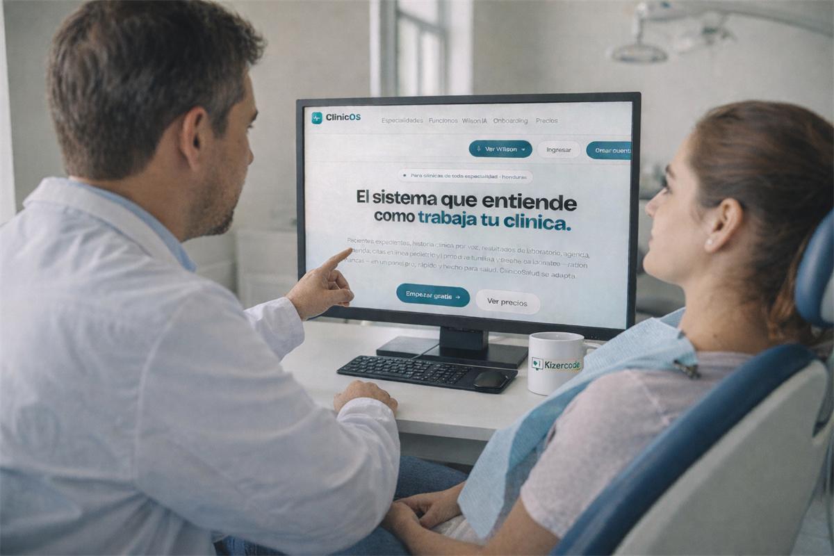 Médica de una clínica en Honduras consulta el expediente del paciente en ClínicoSalud