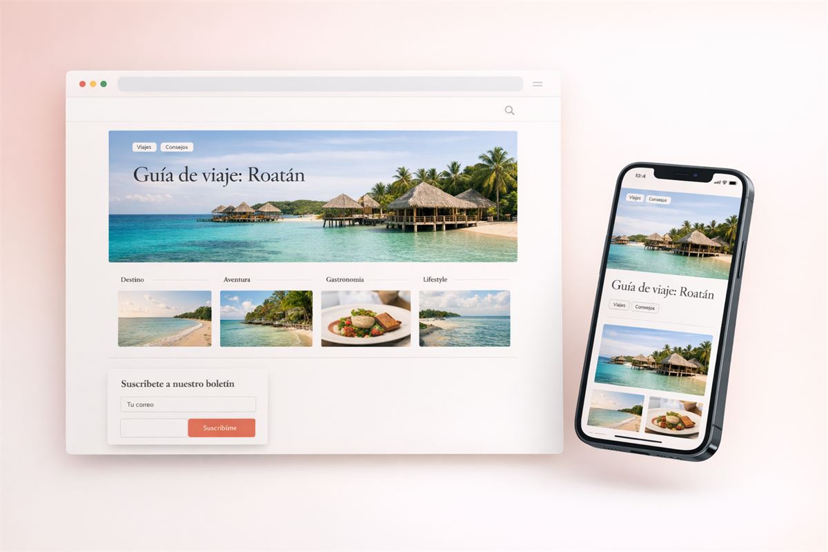 Diseño de muestra: blog o revista hecho por Kizercode