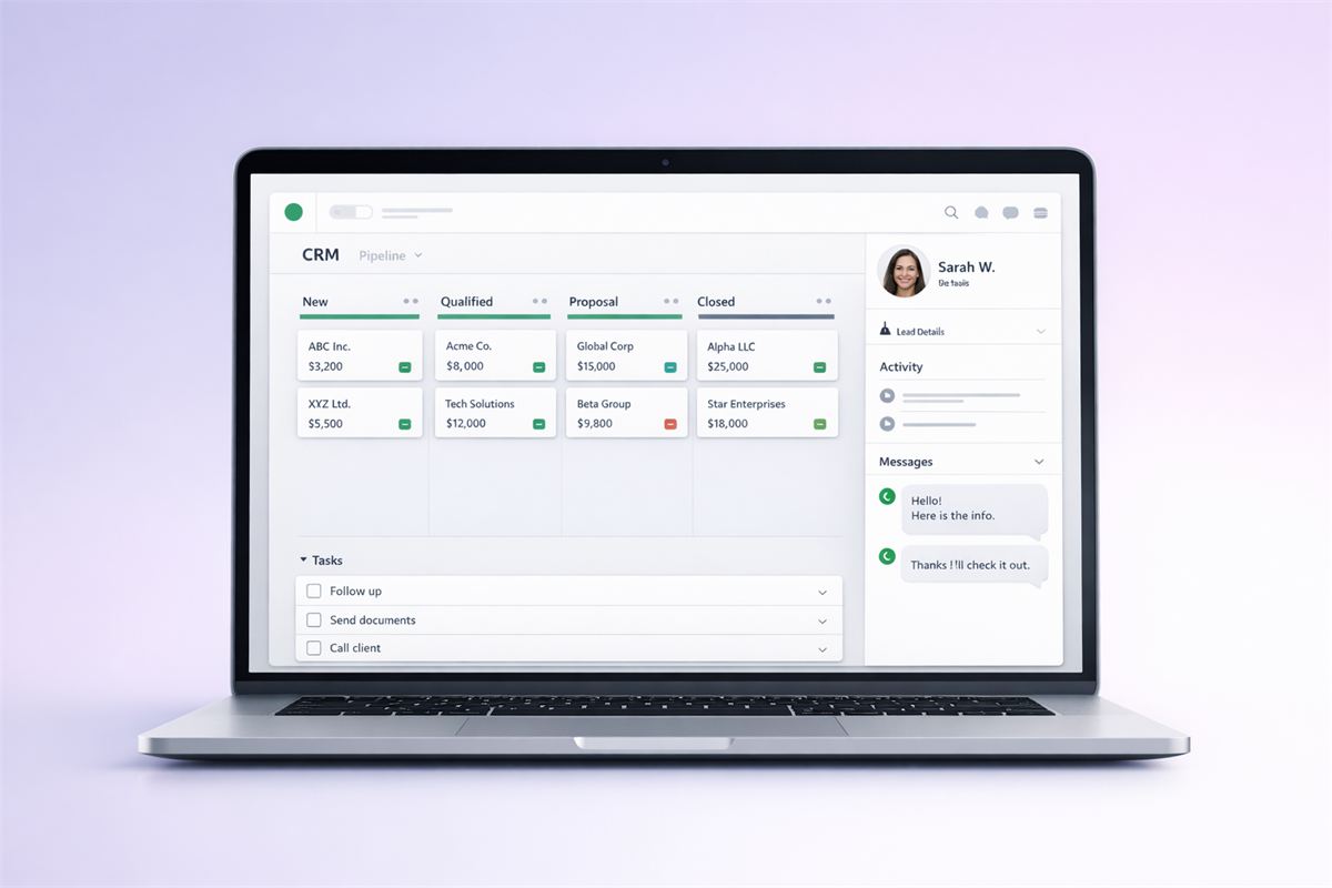 Diseño de muestra: crm y sistema propio hecho por Kizercode