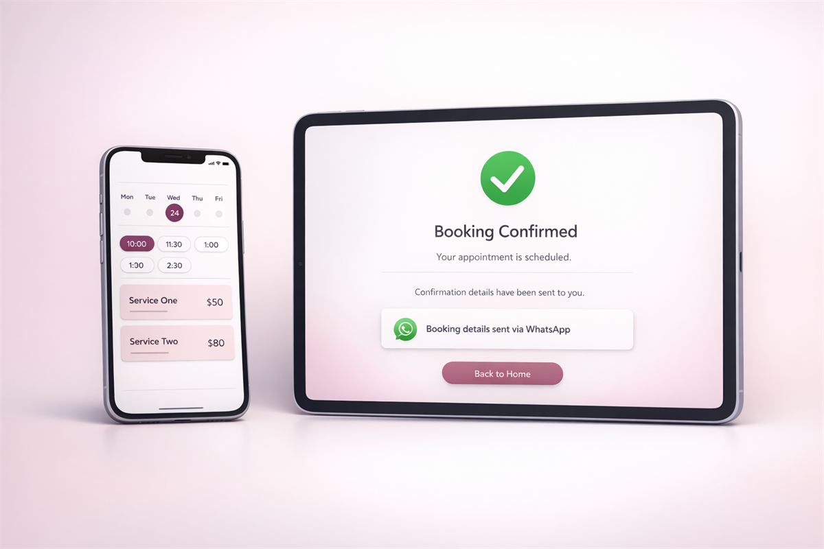 Diseño de muestra: reservas y citas hecho por Kizercode